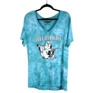 True Religion Vintage Y2K Hippie Cotton Casual Tie-Dye Graphic Small Tee Shirt